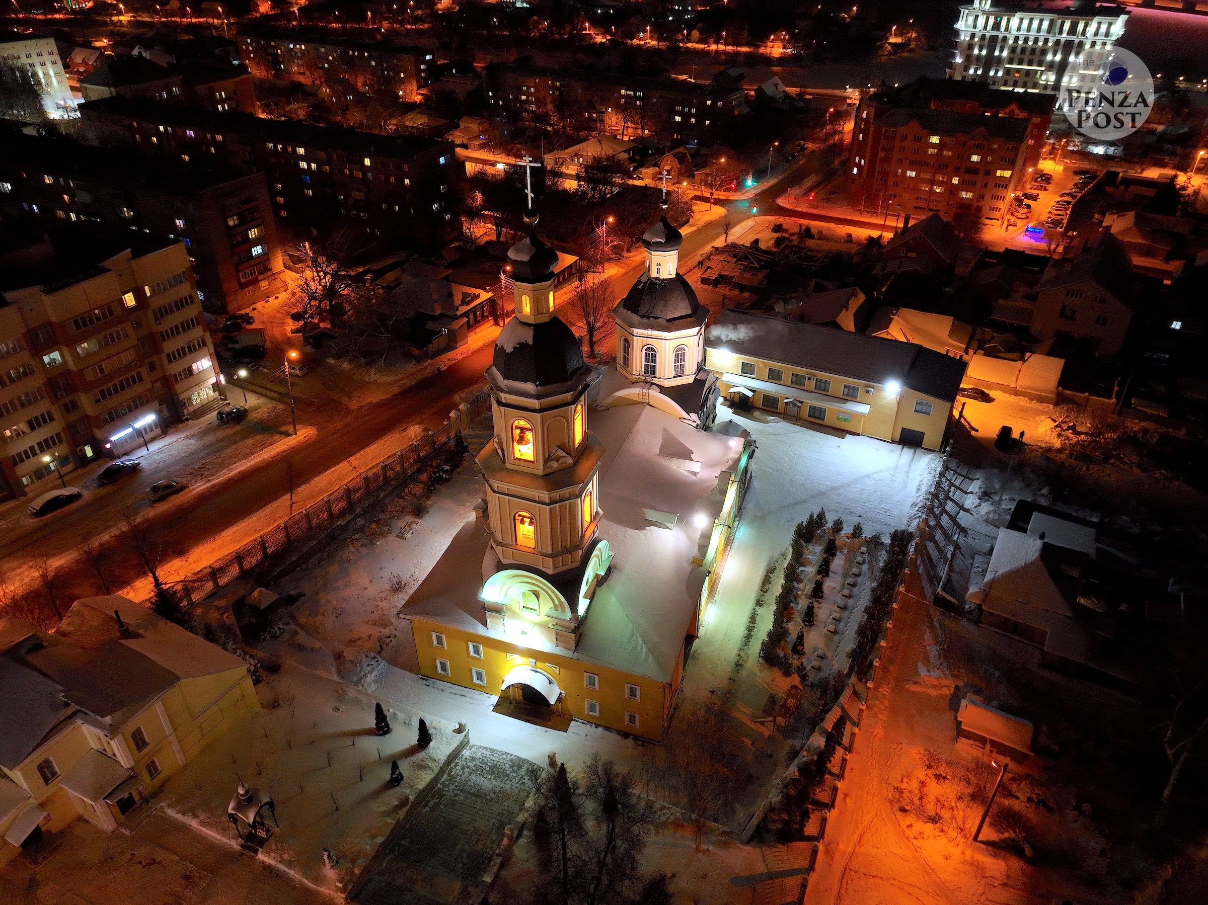 Прогулки по ночной Пензе перед Рождеством. Покровский архиерейский собор - аэрофотография от The Penza Post